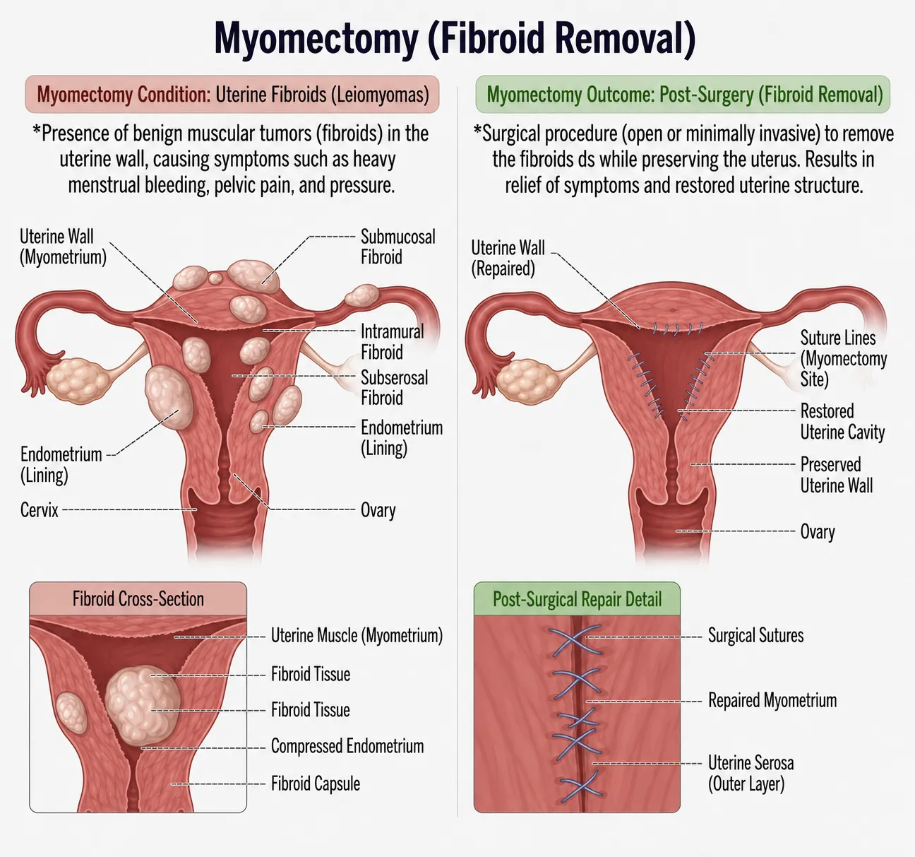 Myomectomy (Fibroid Removal) — anatomy diagram